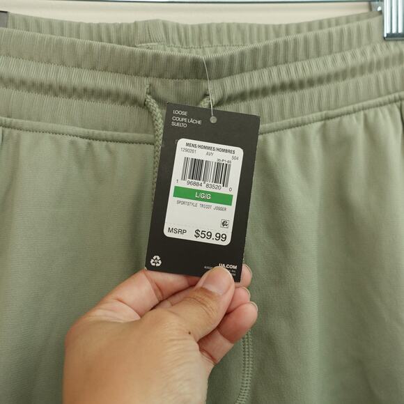 NWT Under Armour Mens UA Sportstyle Tricot Jogger Pants Loose Pull-On Green L - Picture 2 of 8